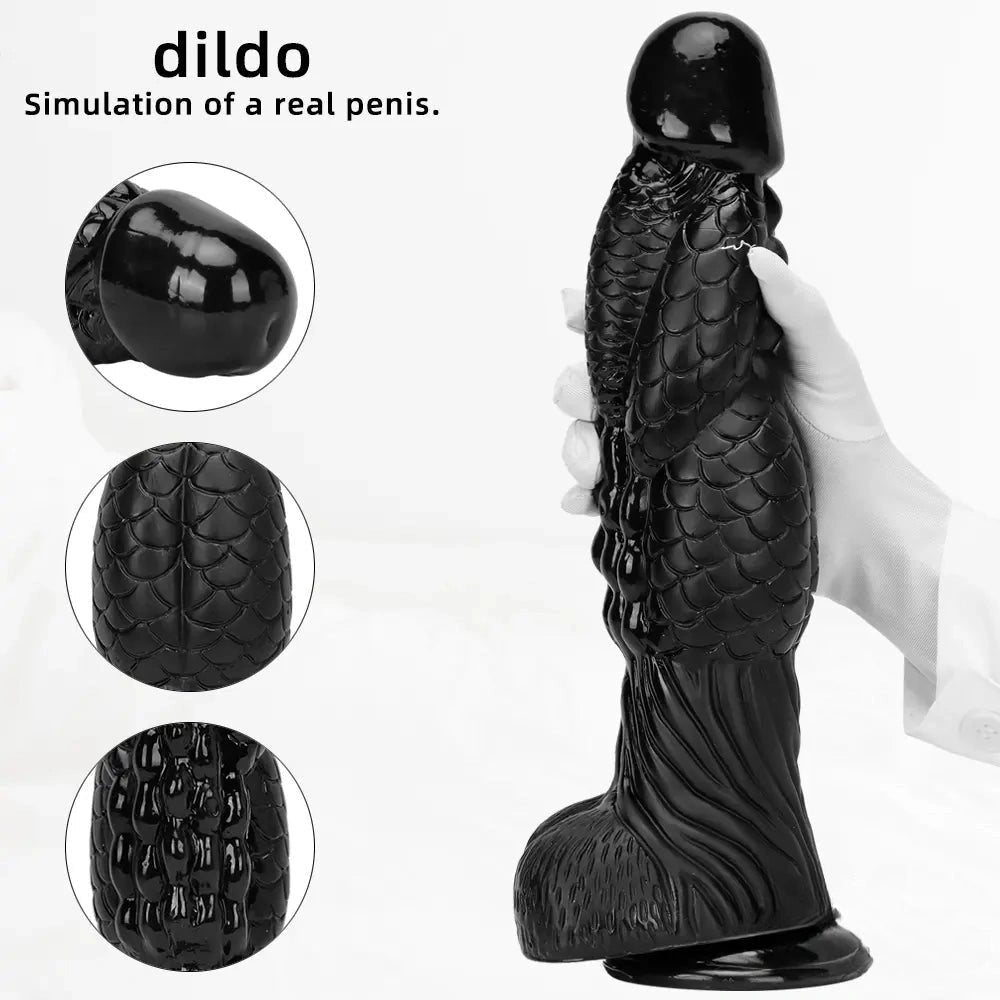 Black Dragon Scale Dildo 3.1in - Ridged Fantasy PVC Dildo