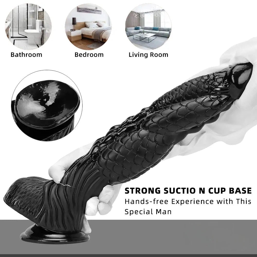 Black Dragon Scale Dildo 3.1in - Ridged Fantasy PVC Dildo
