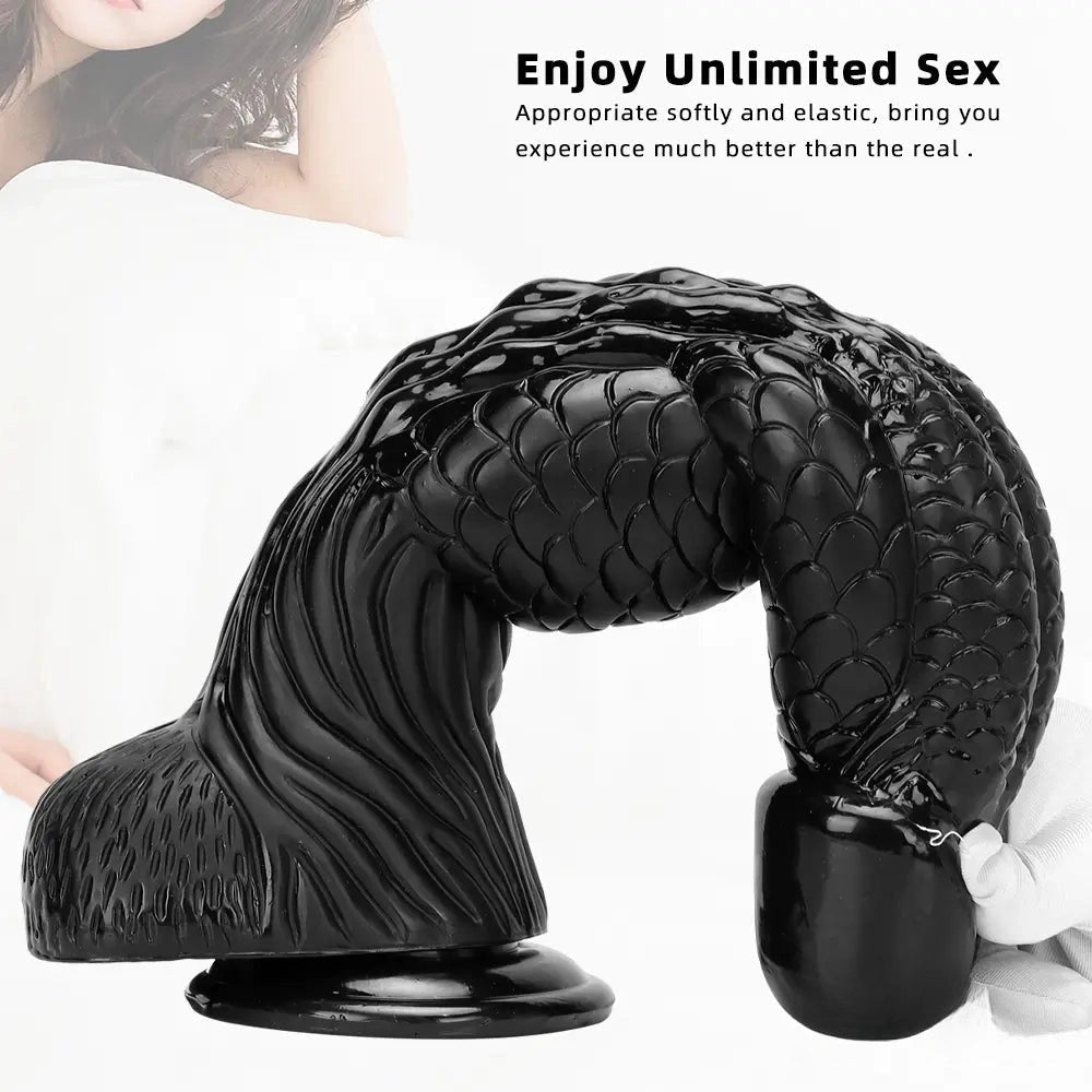 Black Dragon Scale Dildo 3.1in - Ridged Fantasy PVC Dildo