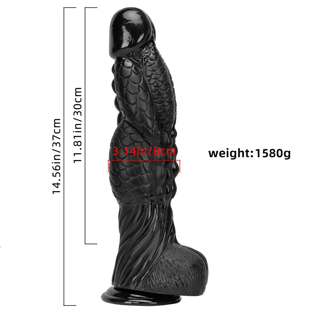Black Dragon Scale Dildo 3.1in - Ridged Fantasy PVC Dildo