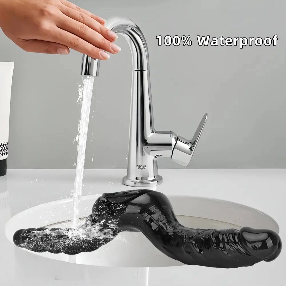 Black Dual Shaft Suction Dildo - PVC Suction Cup Dildo