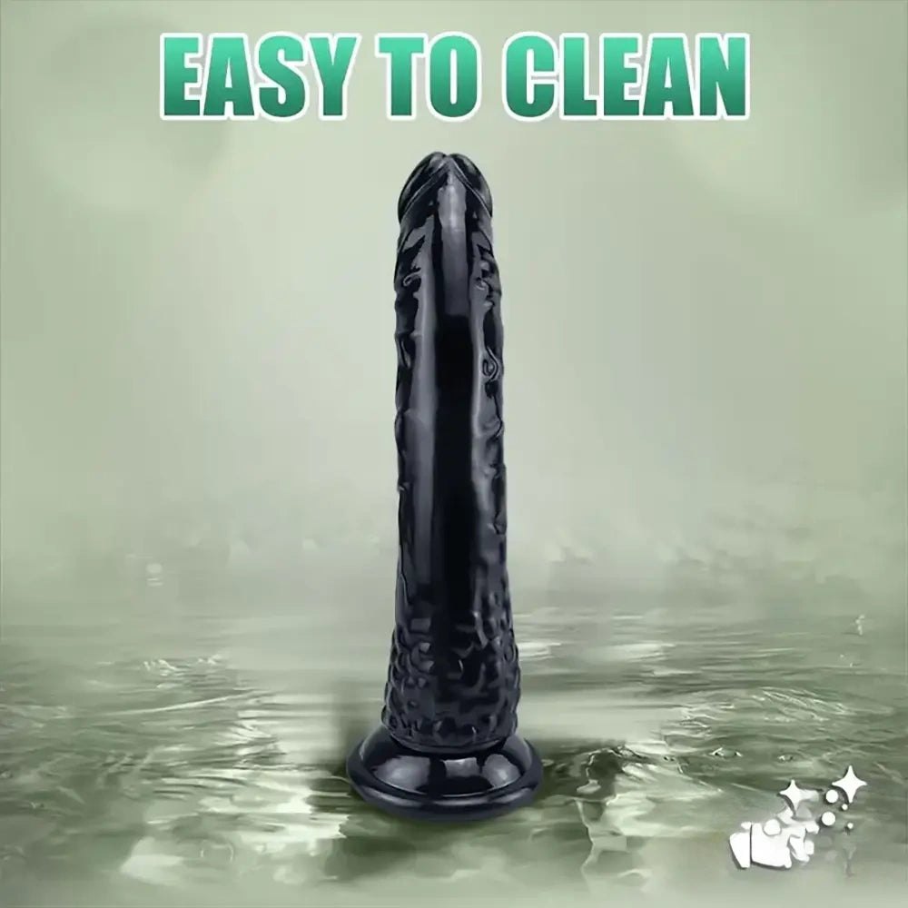 Black Realistic Dildo 8.46 in - Extended PVC Sex Toy