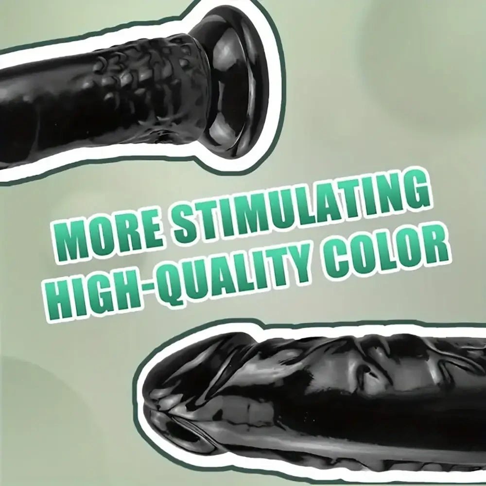 Black Realistic Dildo 8.46 in - Extended PVC Sex Toy