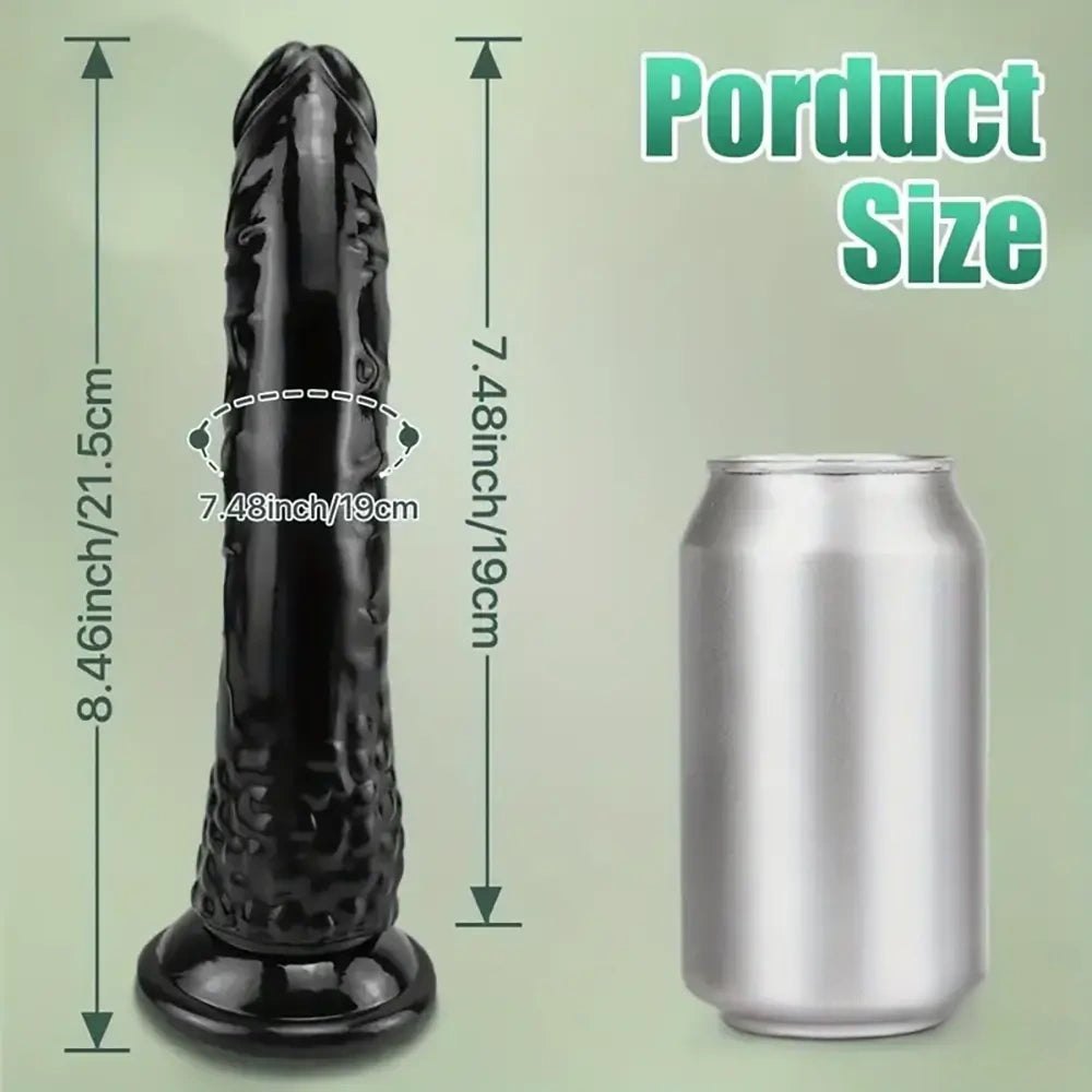 Black Realistic Dildo 8.46 in - Extended PVC Sex Toy