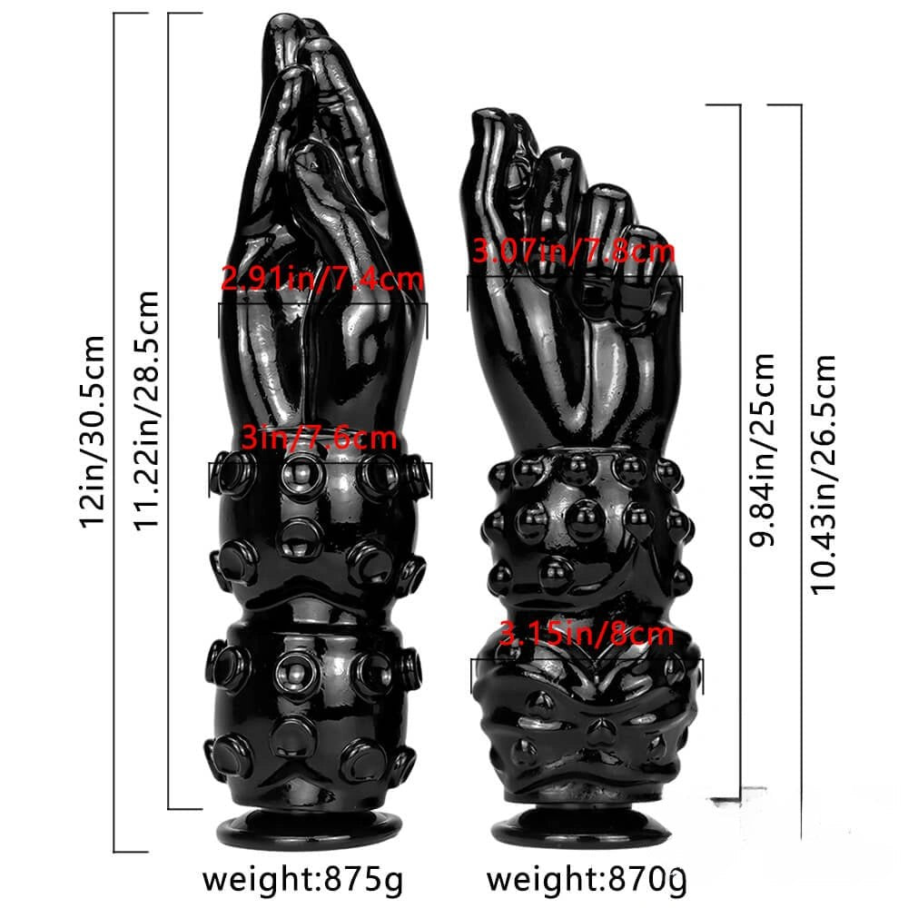 Black Fisting Hand Dildo 3.15in - Extra Thick Large Dildo
