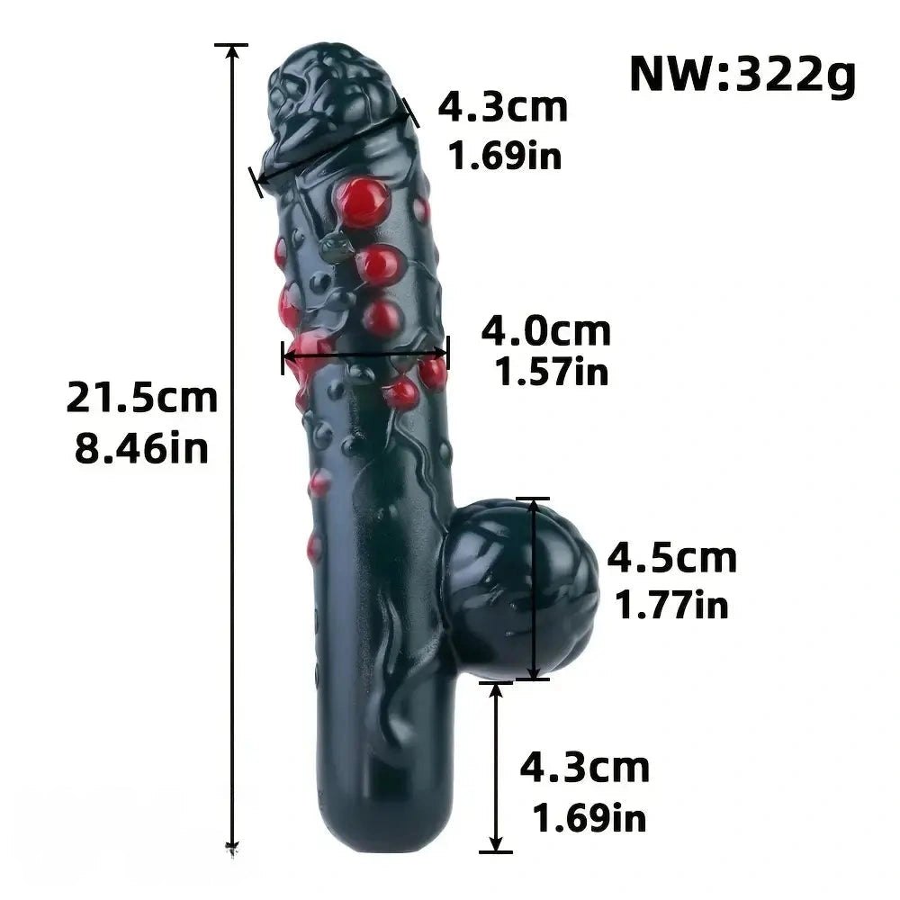 Black Fantasy Dildo with Gem Texture - Silicone Fantasy Dildo