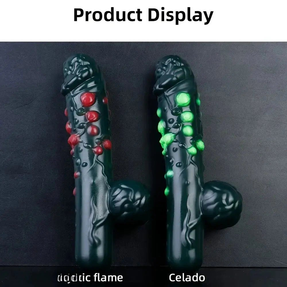Black Fantasy Dildo with Gem Texture - Silicone Fantasy Dildo