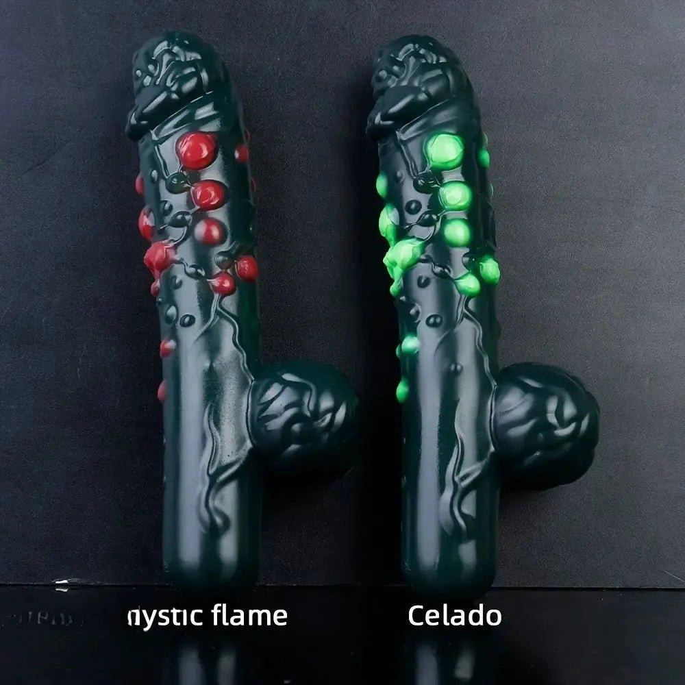 Black Fantasy Dildo with Gem Texture - Silicone Fantasy Dildo