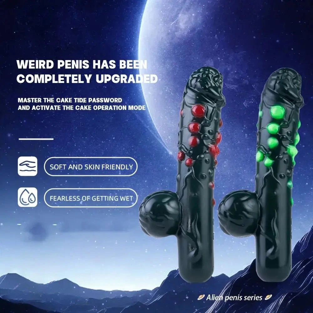 Black Fantasy Dildo with Gem Texture - Silicone Fantasy Dildo