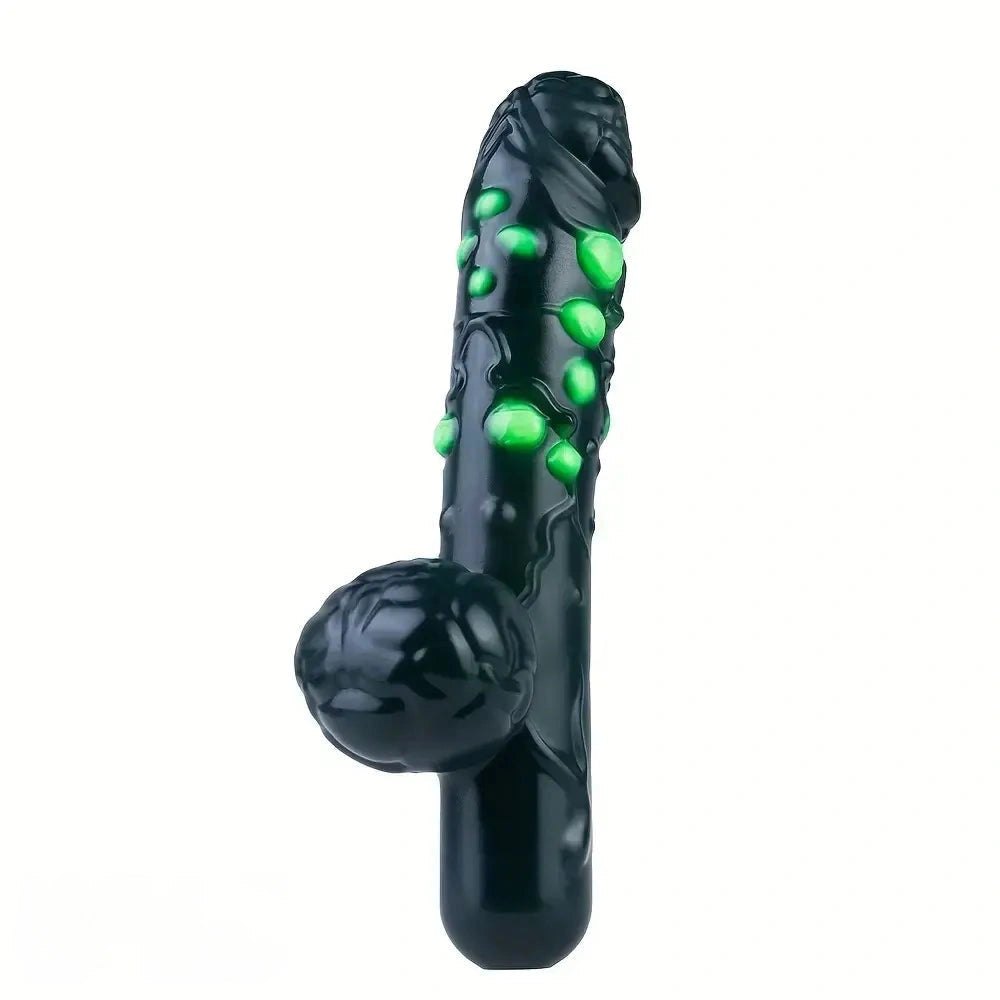 Black Fantasy Dildo with Gem Texture - Silicone Fantasy Dildo