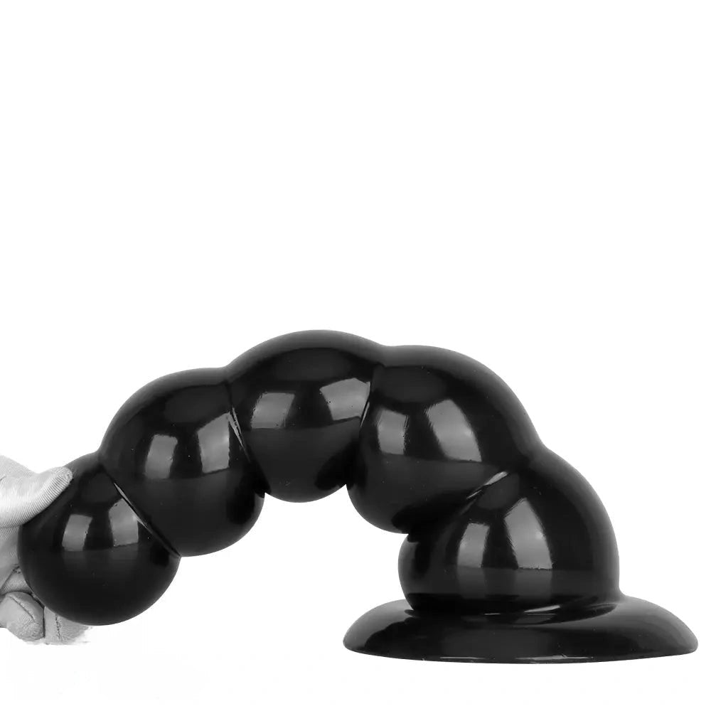 Black Beaded Anal Dildo - Graduated Butt Plug Dildo