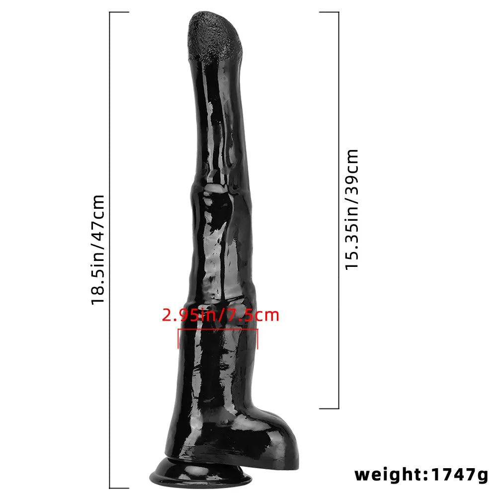 Black Horse Dildo 18.5in - Knotted Horse Dildo