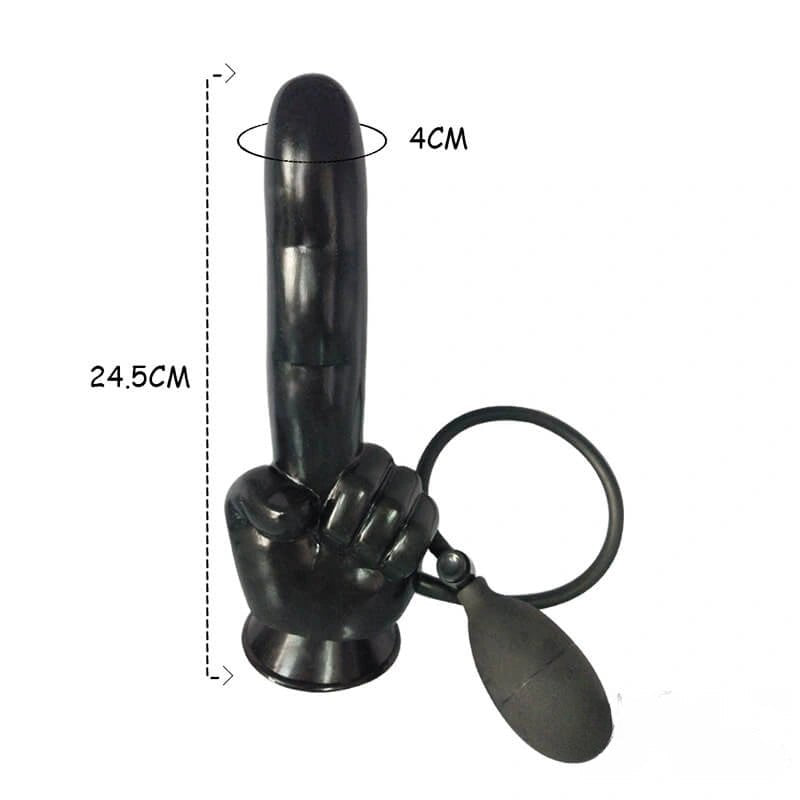 Black Inflatable Fist Dildo - Big Dildo With Pump Bulb