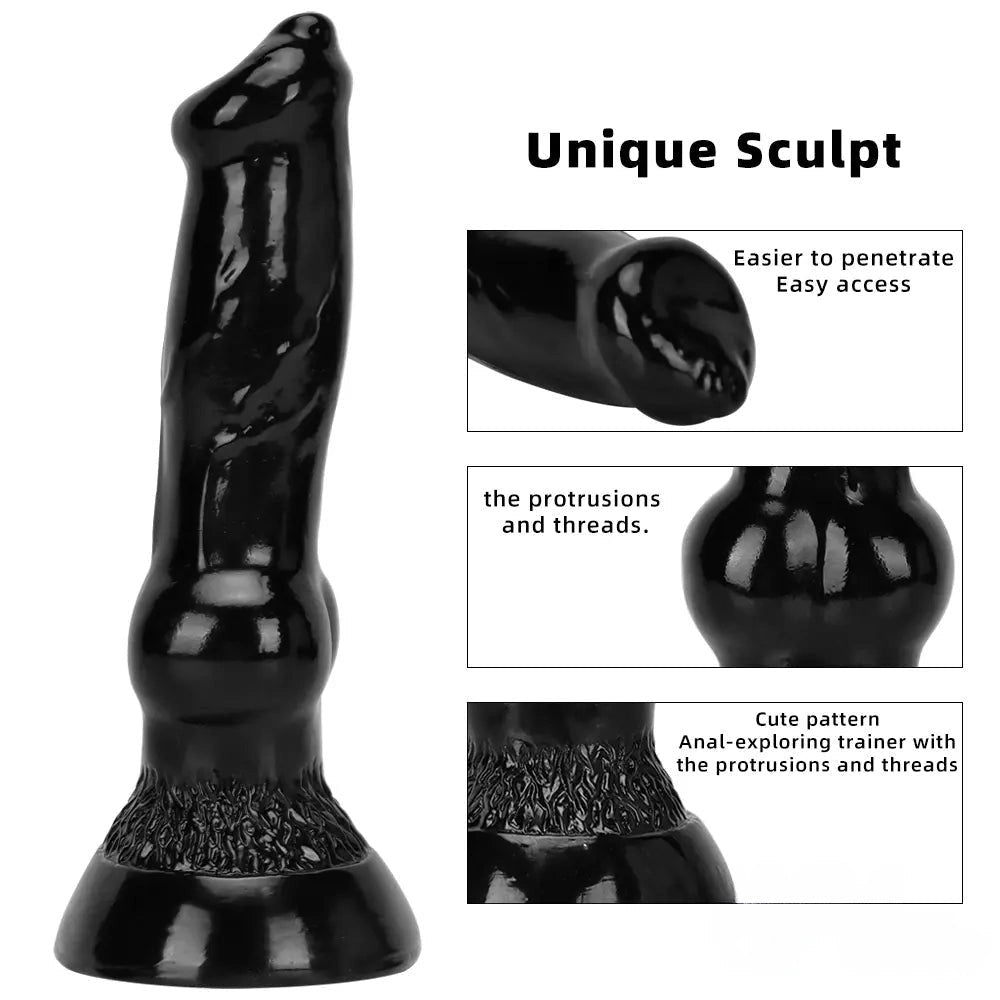 Black Knot Canine-Style Dildo - Animal Knot Dildo