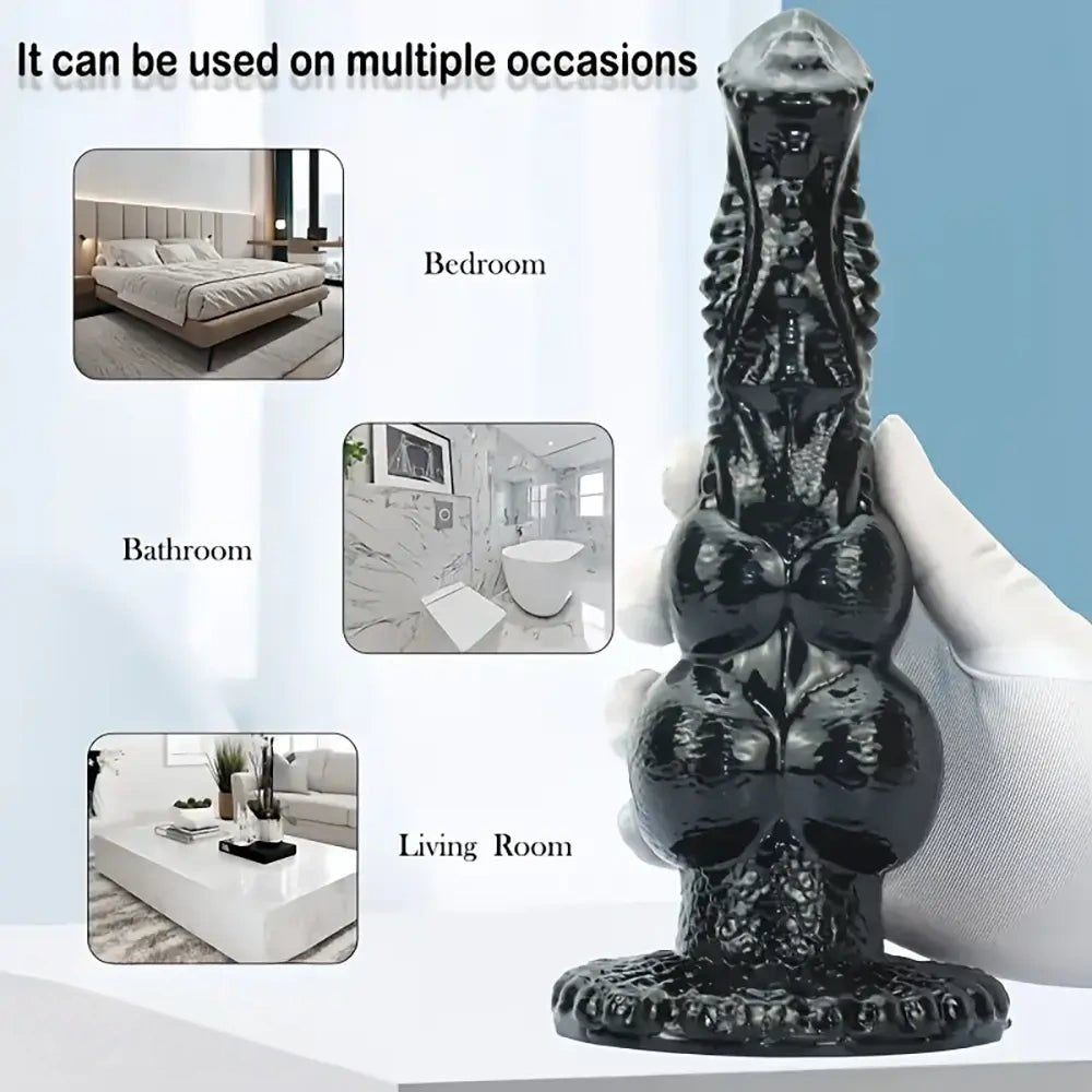 Black Knotted PVC Dildo - Fantasy Knot Animal Dildo