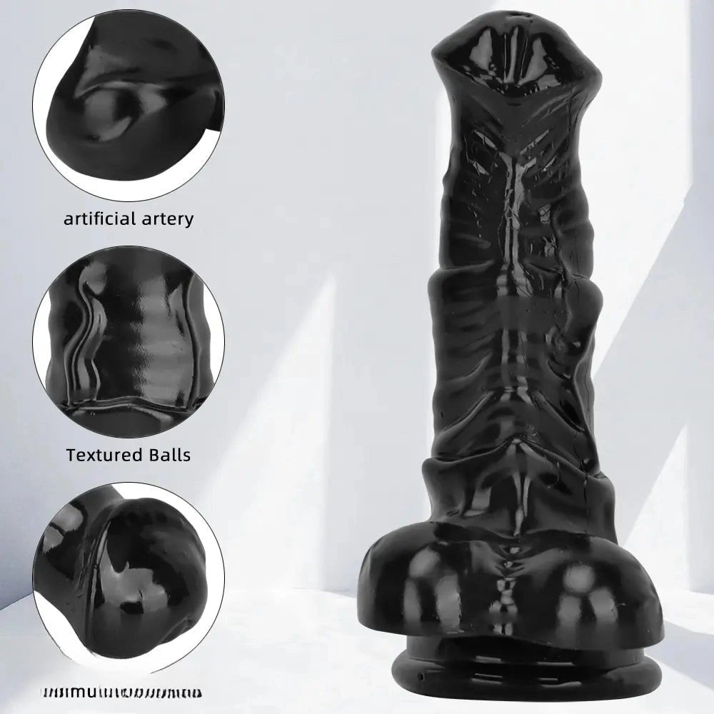 Black PVC Realistic Dildo - Lifelike Realistic Dildo Toy