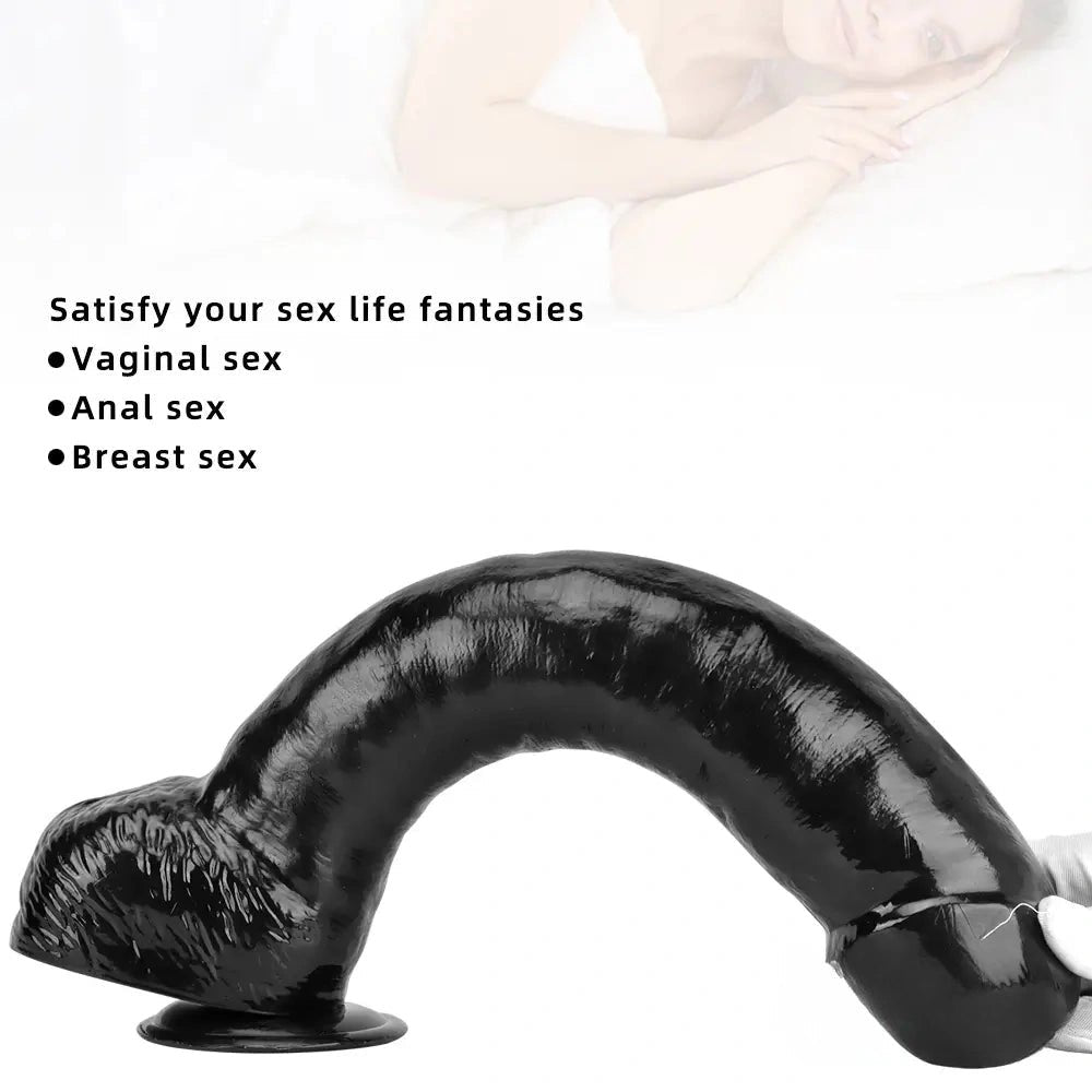 Black PVC Realistic Suction Dildo - Suction Cup Realistic Dildo