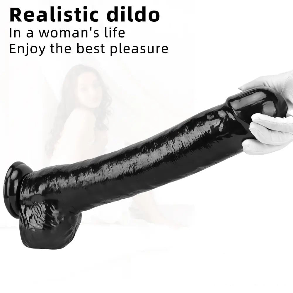 Black PVC Realistic Suction Dildo - Suction Cup Realistic Dildo