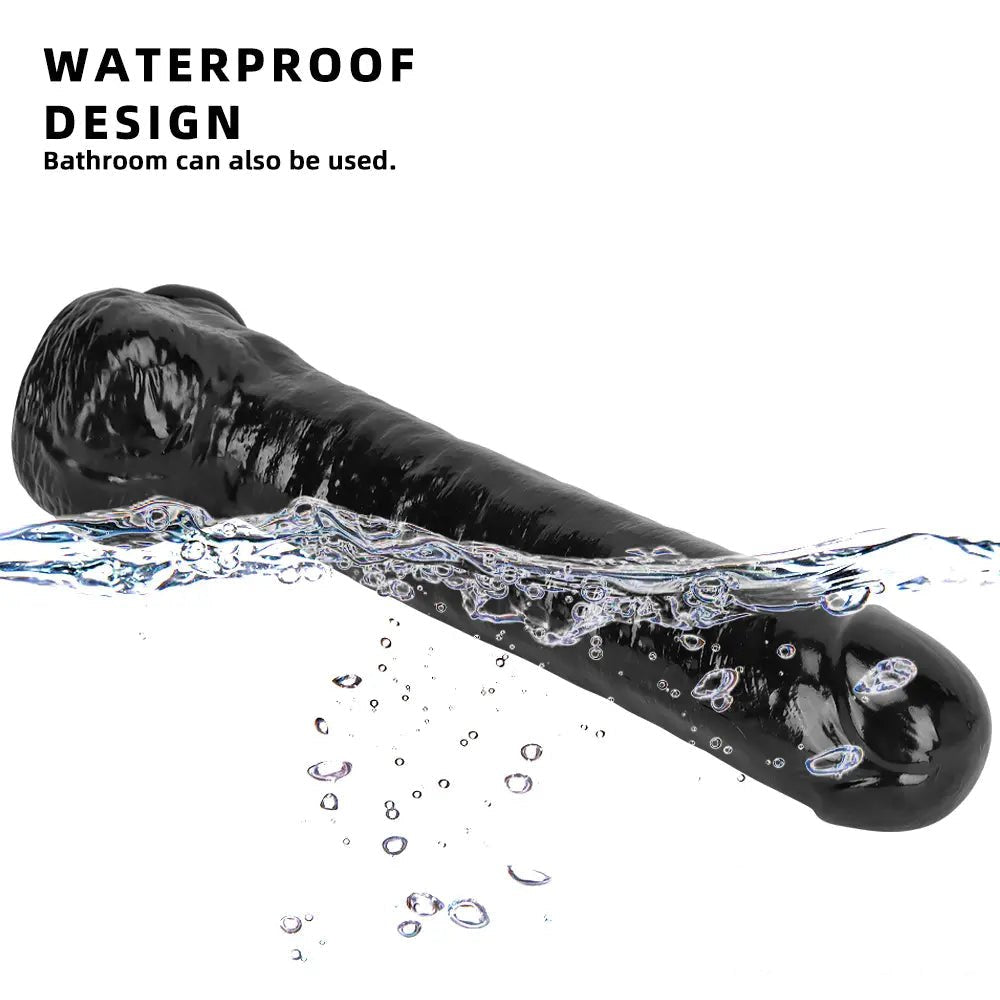 Black PVC Realistic Suction Dildo - Suction Cup Realistic Dildo