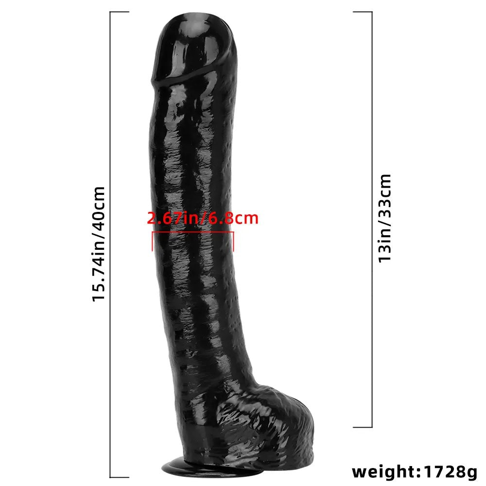 Black PVC Realistic Suction Dildo - Suction Cup Realistic Dildo