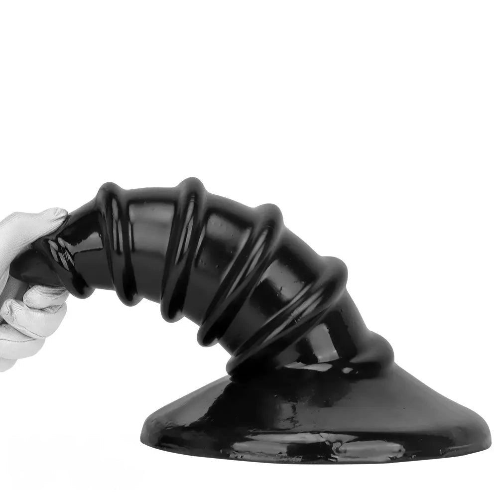 Black PVC Screw Anal Plug - Ribbed Butt Plug, S and L