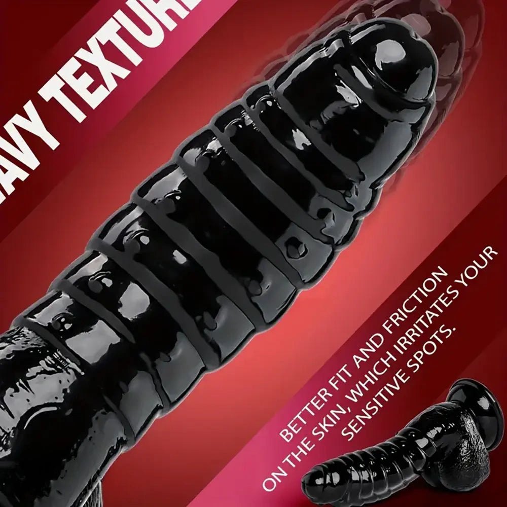 Black PVC Suction Cup Dildo 6.88in - Wavy Texture Dildo