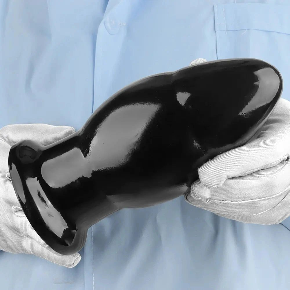 Black PVC Wide Anal Plug 6.88in - Large Black Butt Plug