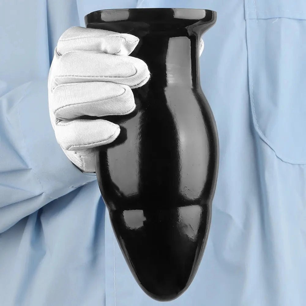 Black PVC Wide Anal Plug 6.88in - Large Black Butt Plug