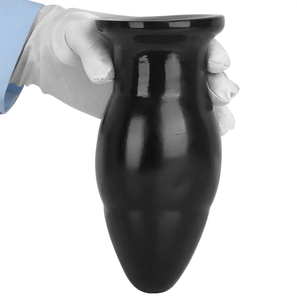 Black PVC Wide Anal Plug 6.88in - Large Black Butt Plug