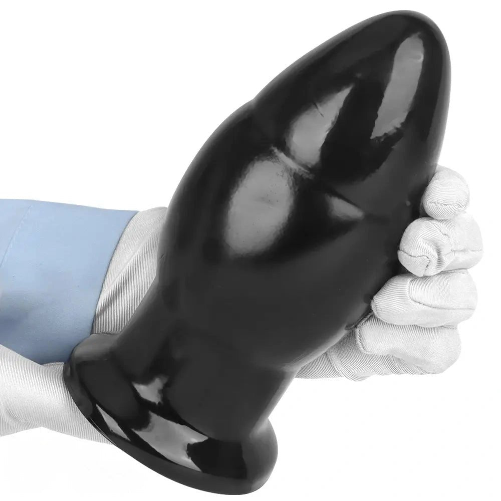 Black PVC Wide Anal Plug 6.88in - Large Black Butt Plug
