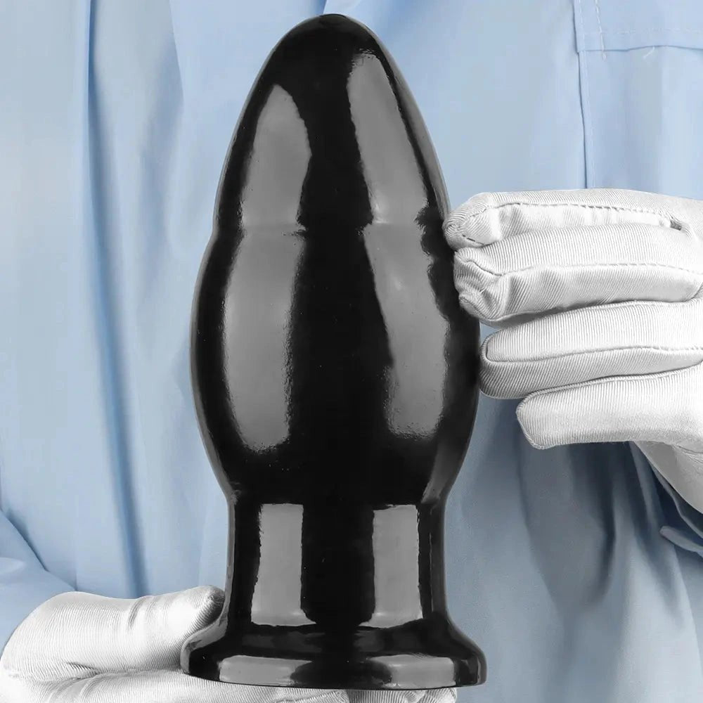 Black PVC Wide Anal Plug 6.88in - Large Black Butt Plug