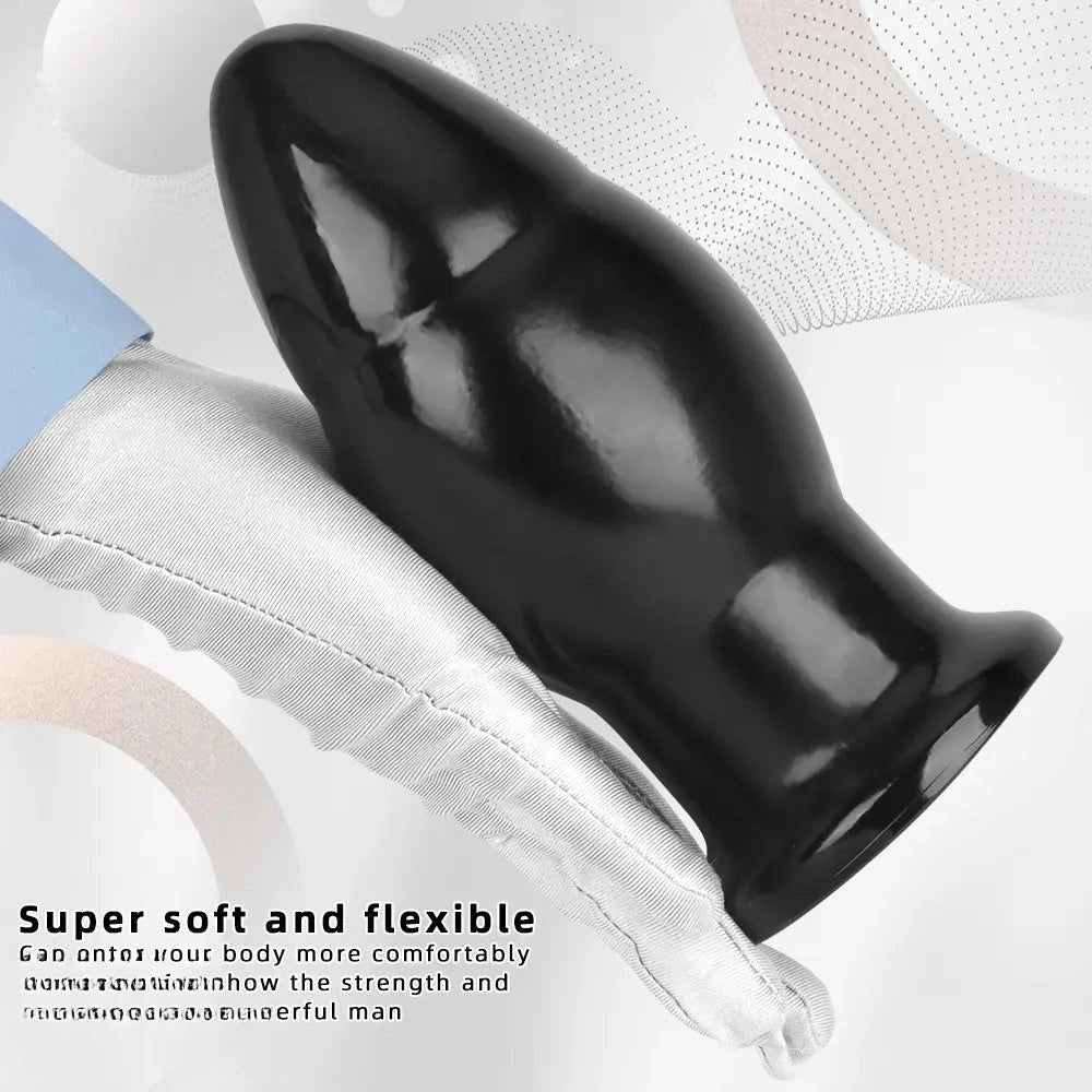 Black PVC Wide Anal Plug 6.88in - Large Black Butt Plug