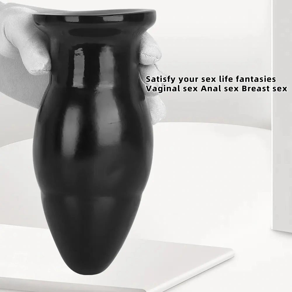 Black PVC Wide Anal Plug 6.88in - Large Black Butt Plug
