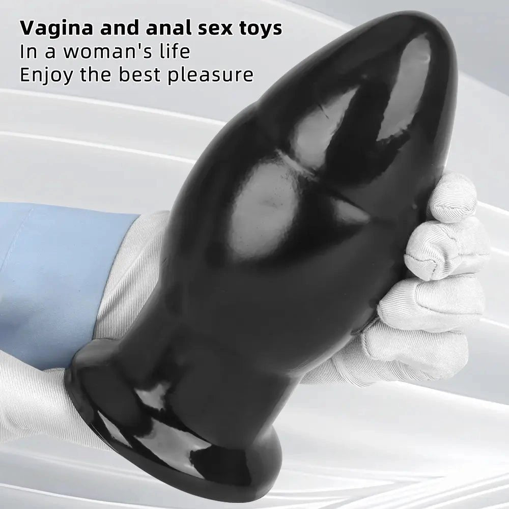 Black PVC Wide Anal Plug 6.88in - Large Black Butt Plug