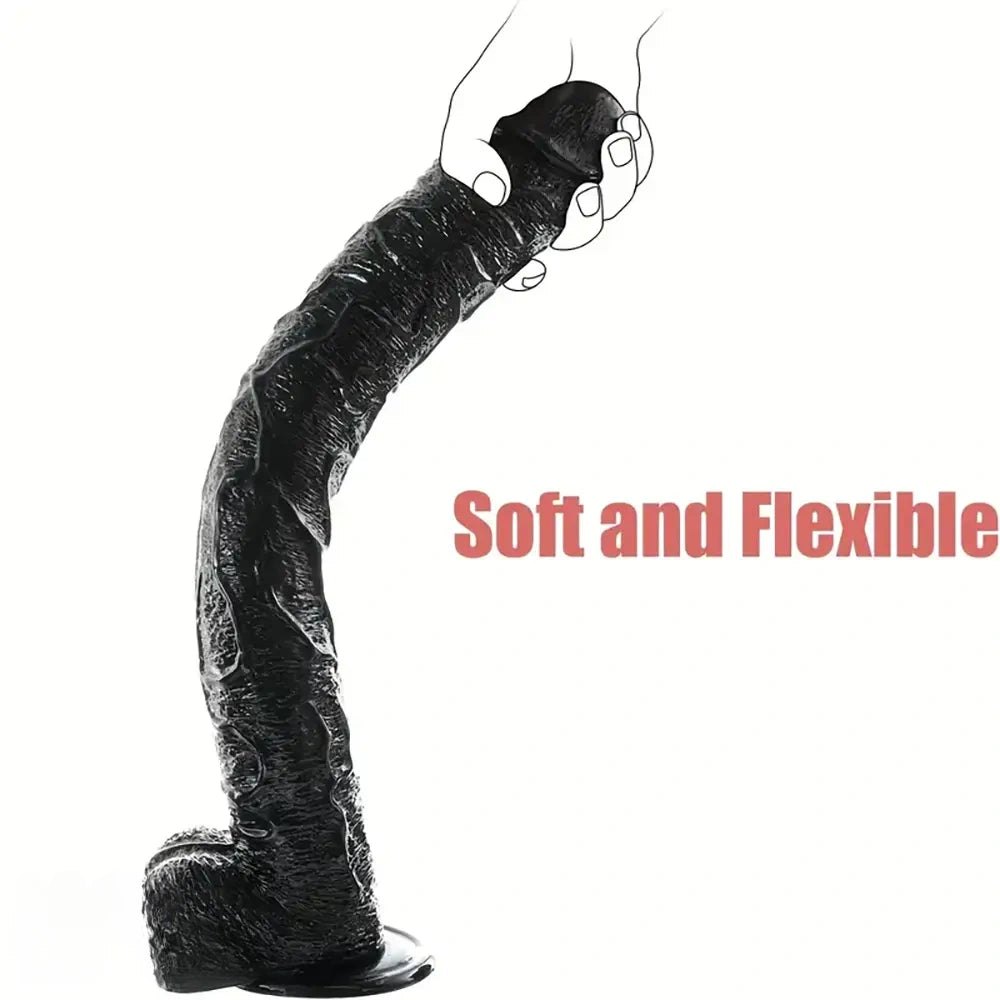 Black Realistic Dildo 17in - Lifelike Realistic Dildo
