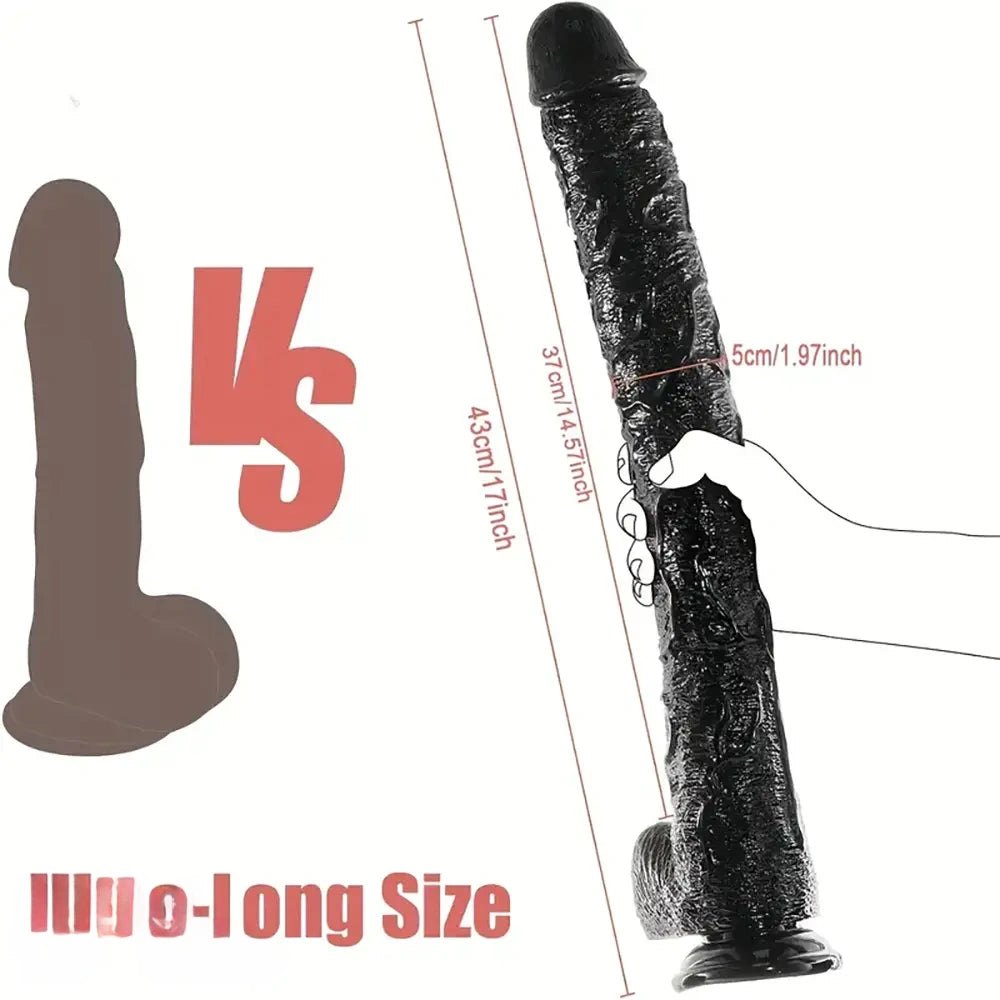 Black Realistic Dildo 17in - Lifelike Realistic Dildo