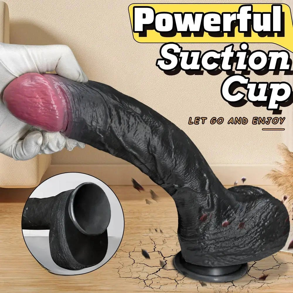 Black Realistic Strap-On Dildo - Strap-On Harness Dildo