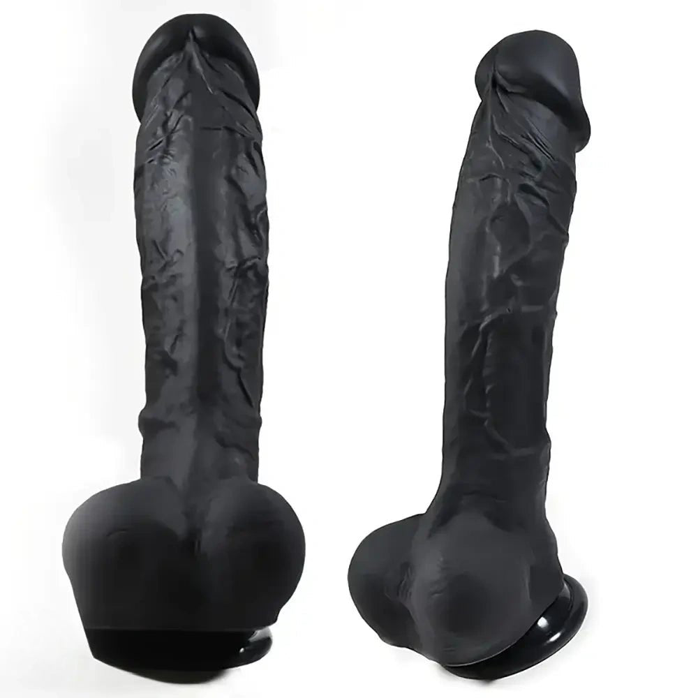 Black Realistic Dildo 9.4 in - Big Suction Cup Dildo