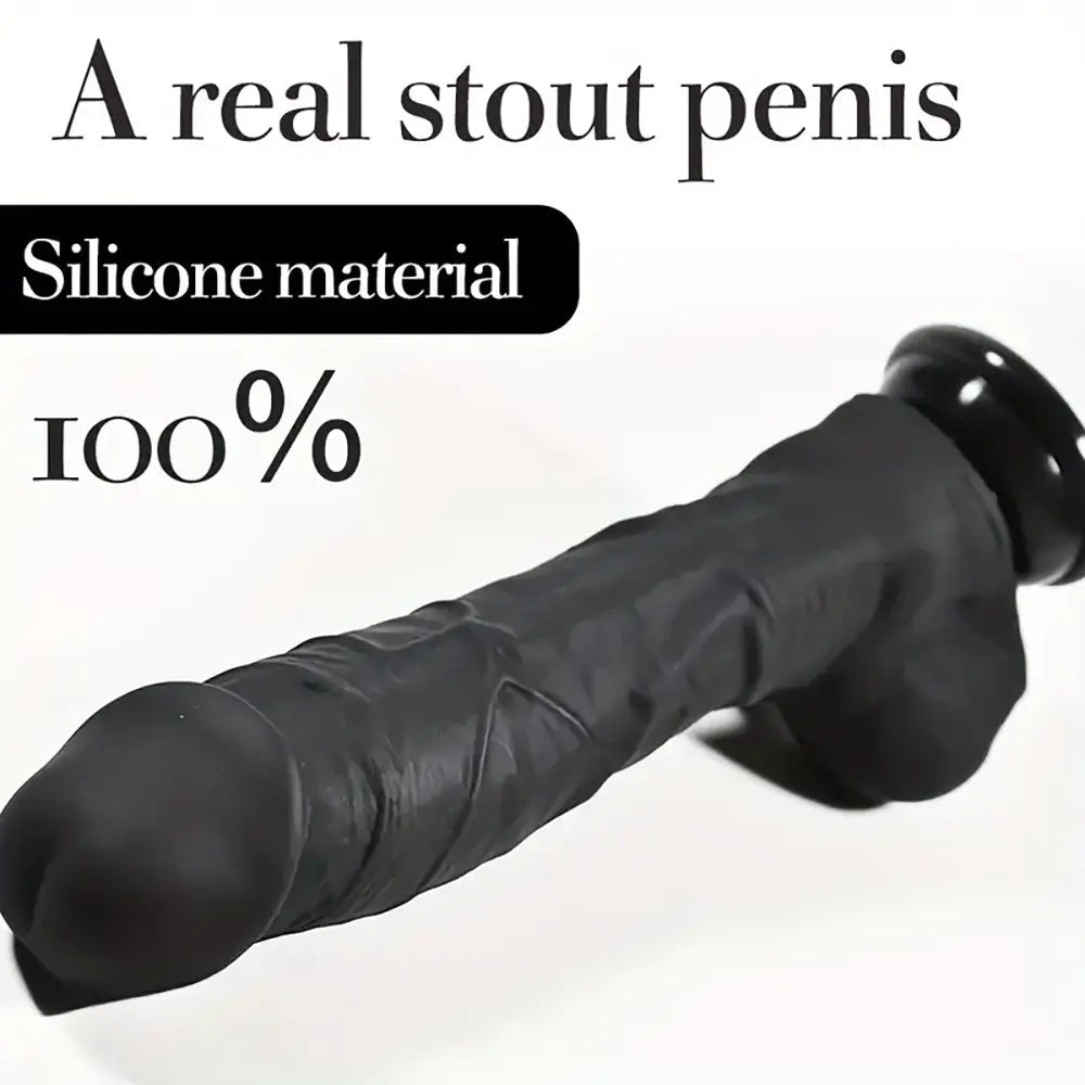 Black Realistic Dildo 9.4 in - Big Suction Cup Dildo