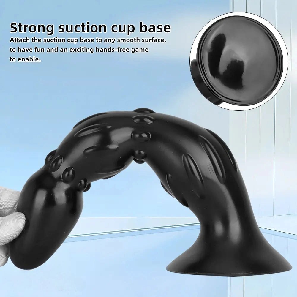 Black Ribbed Anal Probe - Beaded PVC Anal Dildo