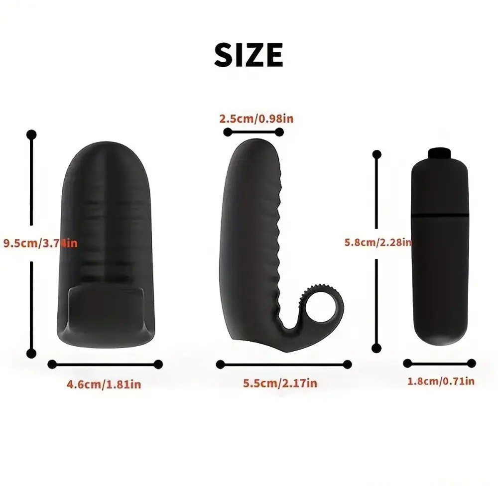 Black Finger Vibrator With Bullet - Ribbed Clit Stimulator