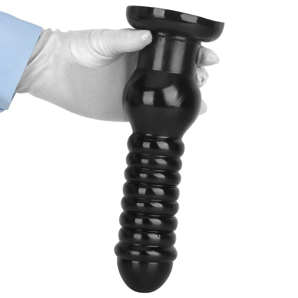 Ribbed Knot Fantasy Dildo 9.64in - Black PVC Knot Dildo