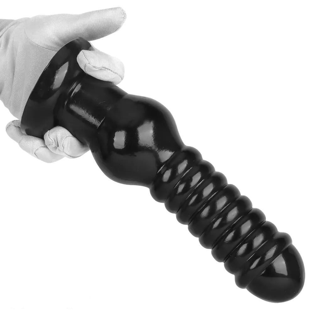 Ribbed Knot Fantasy Dildo 9.64in - Black PVC Knot Dildo