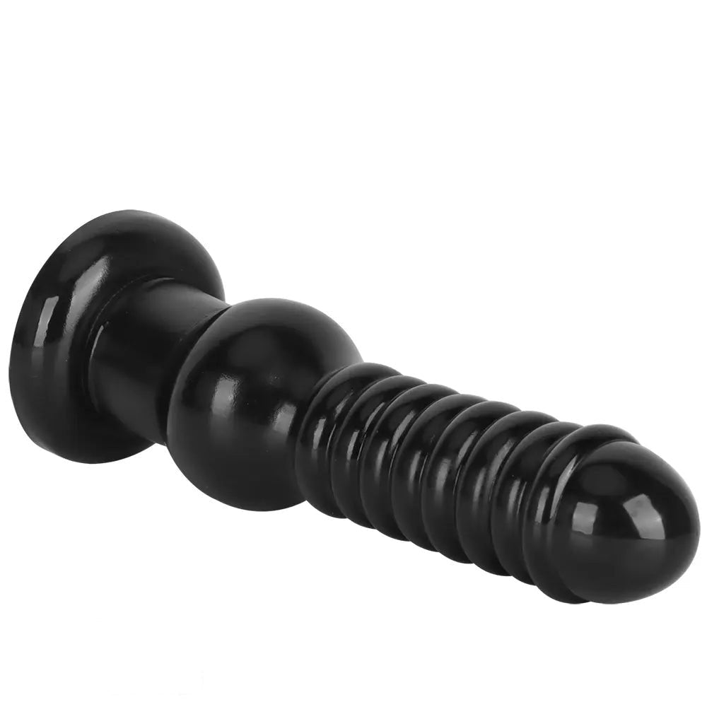 Ribbed Knot Fantasy Dildo 9.64in - Black PVC Knot Dildo