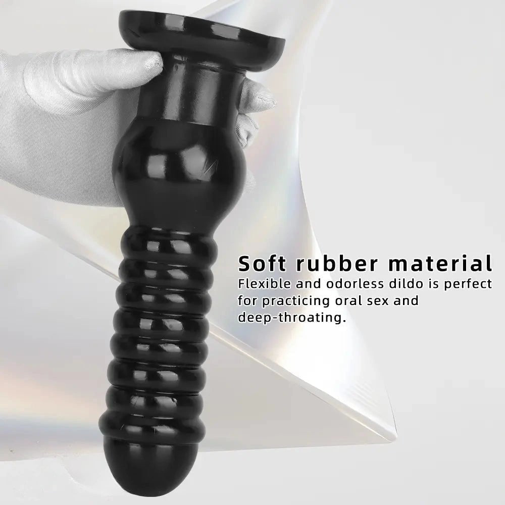 Ribbed Knot Fantasy Dildo 9.64in - Black PVC Knot Dildo