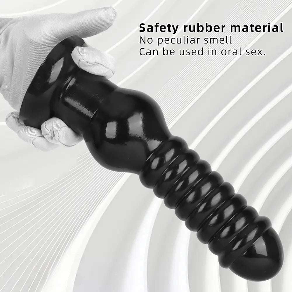 Ribbed Knot Fantasy Dildo 9.64in - Black PVC Knot Dildo