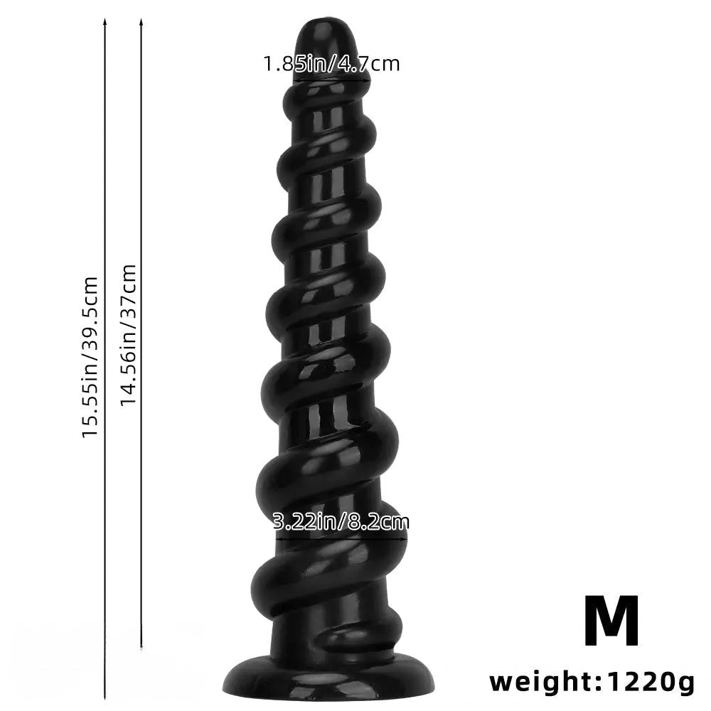 Black Ribbed Long Thick Dildo - Large Thick PVC Dildo