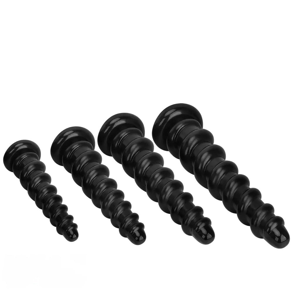 Black Ribbed Long Thick Dildo - Large Thick PVC Dildo
