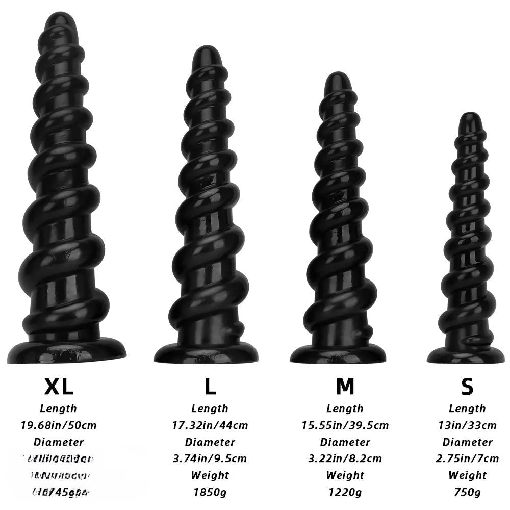 Black Ribbed Long Thick Dildo - Large Thick PVC Dildo
