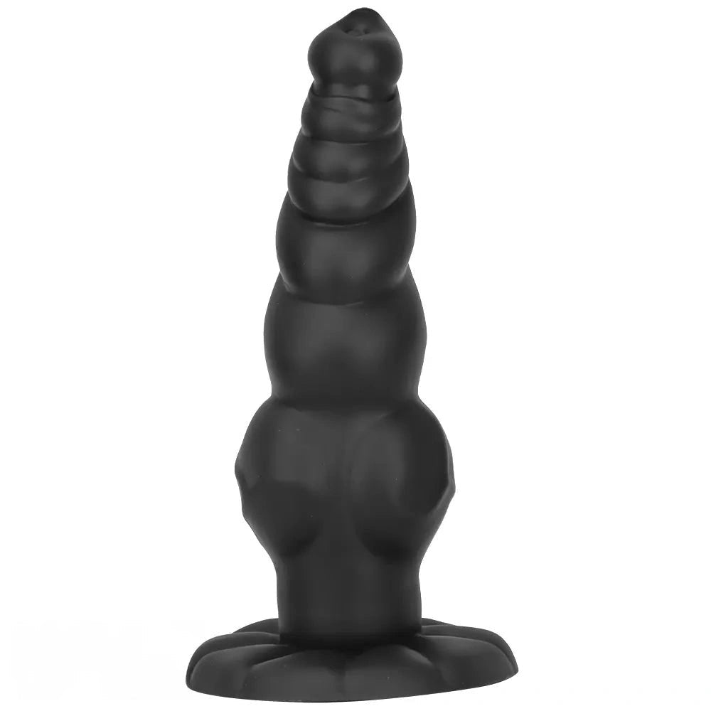 Black Ribbed Knot-Style Large Dildo - Big Thick Dildo